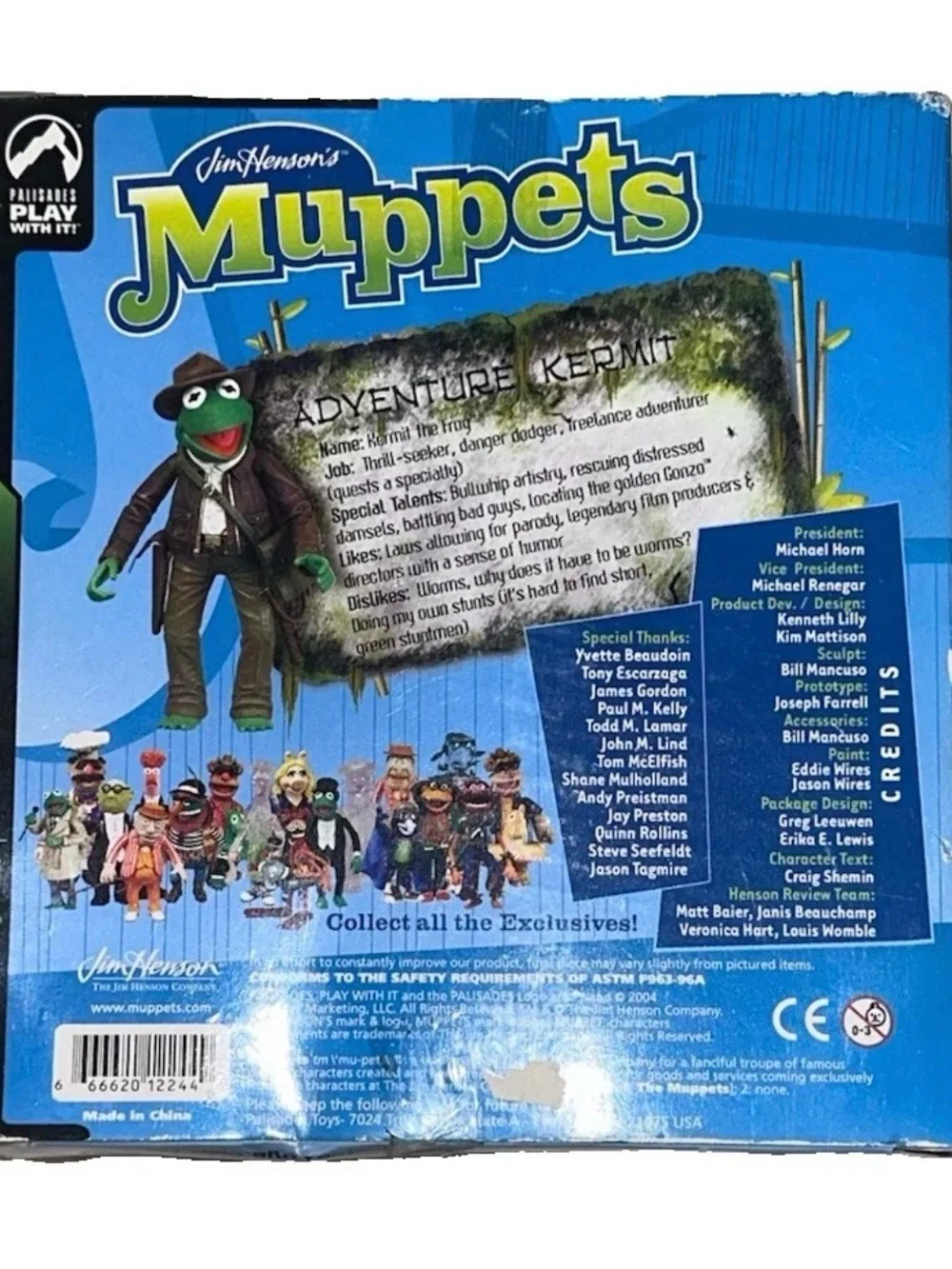 Adventure Kermit Indiana Jones 2004 SDCC Exclusive - New Palisades Muppets